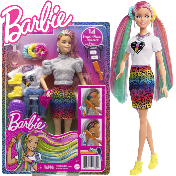* Barbie Leopard Rainbow Hair        GRN81