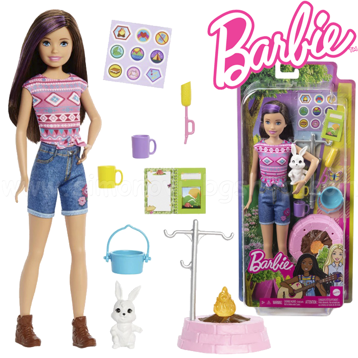 * Papusa Barbie Barbie camping cu un animal de companie -  HDF69