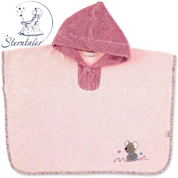Sterntaler Children's poncho for beach and bathroom with mouse in pink 7252001
